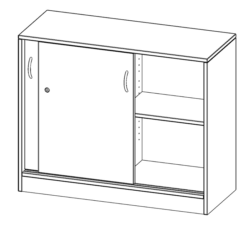 Schiebetürenschrank, 2 Ordnerhöhen, Höhe 82 cm, mit Mittelwand - Serie evo180